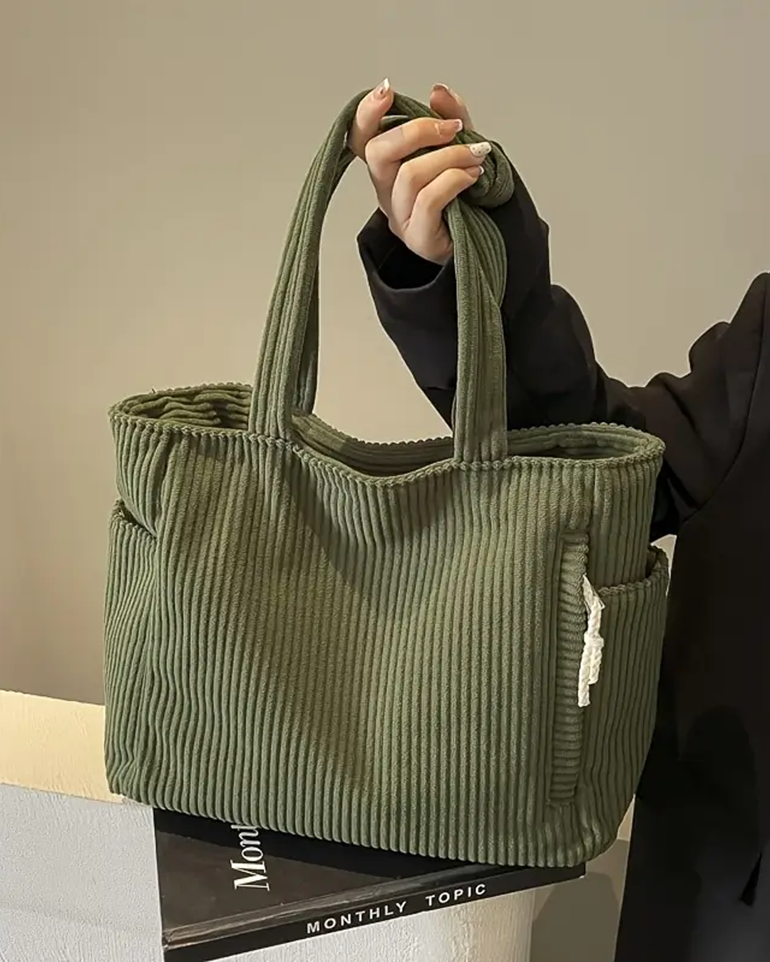 Sophia Ribbed Tote Bag