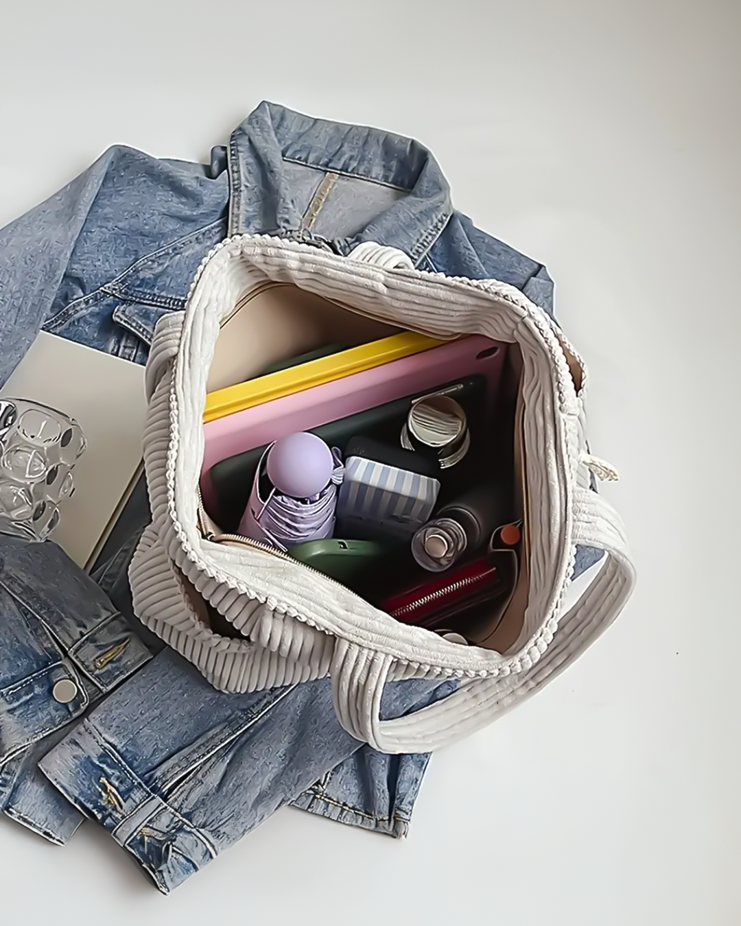 Sophia Ribbed Tote Bag