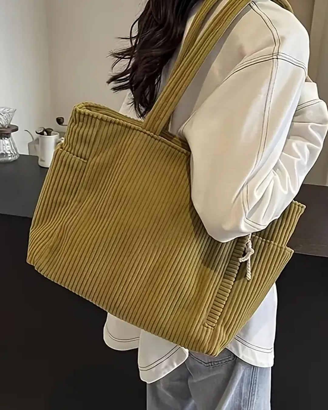 Sophia Ribbed Tote Bag