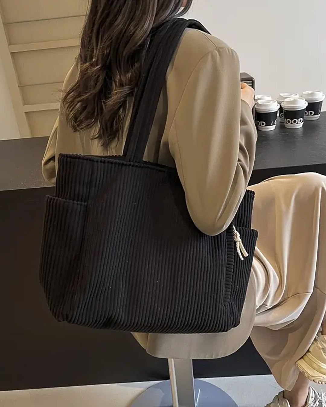 Sophia Ribbed Tote Bag