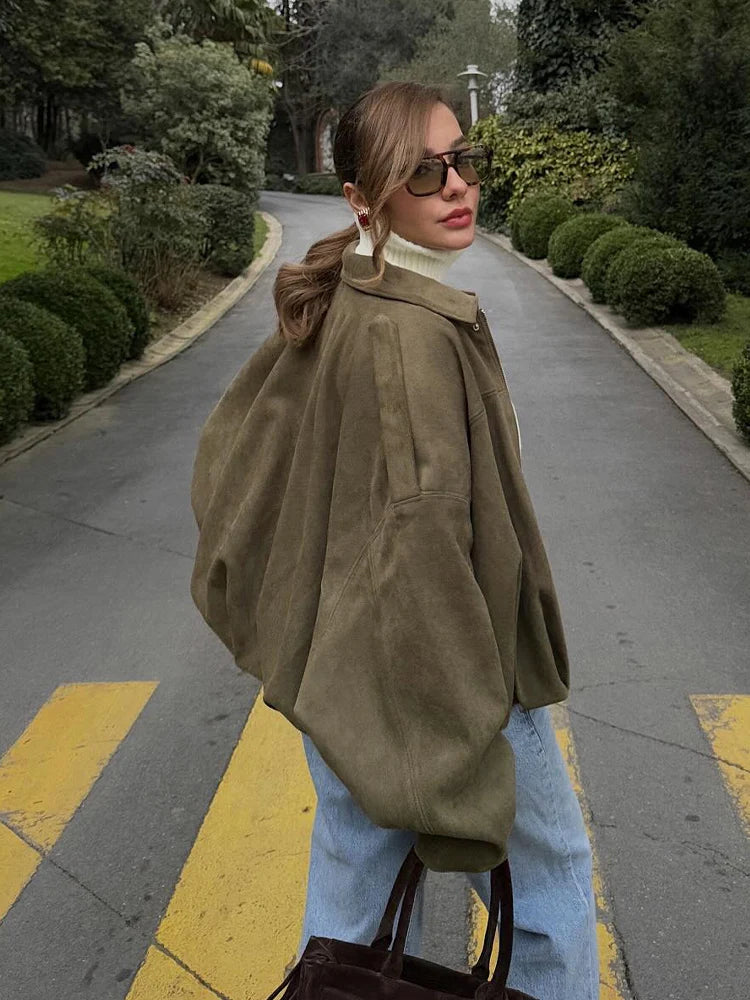 Abby | Suede Bomber Jacket