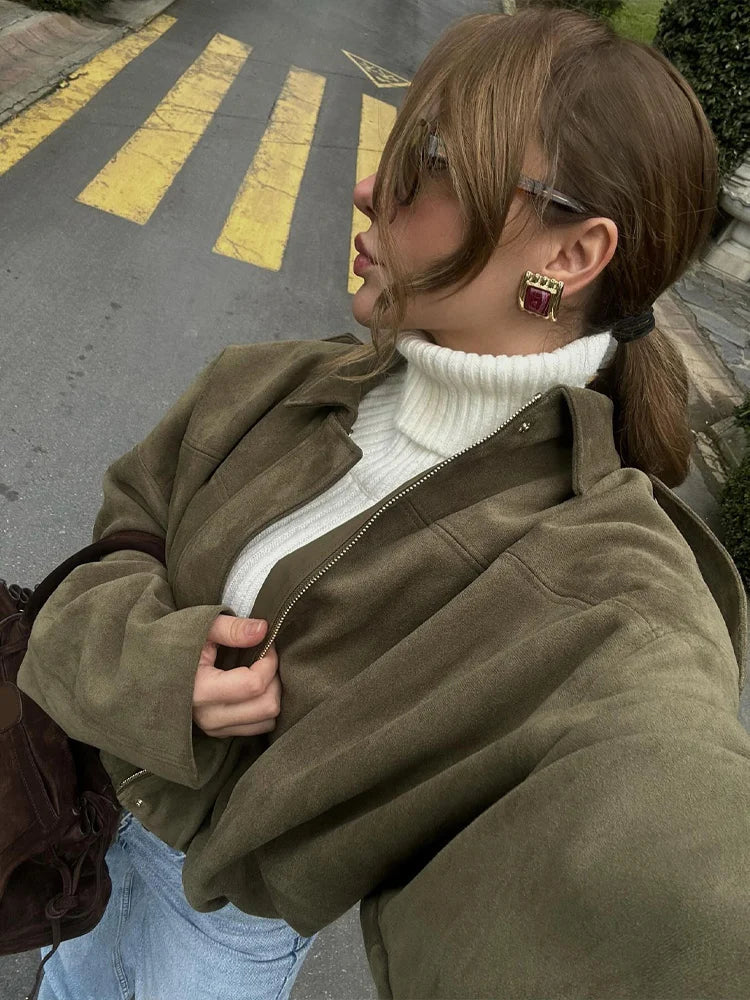 Abby | Suede Bomber Jacket