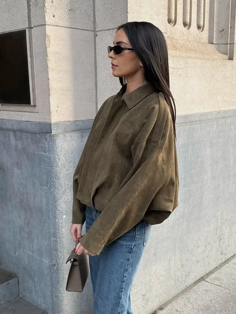 Abby | Suede Bomber Jacket