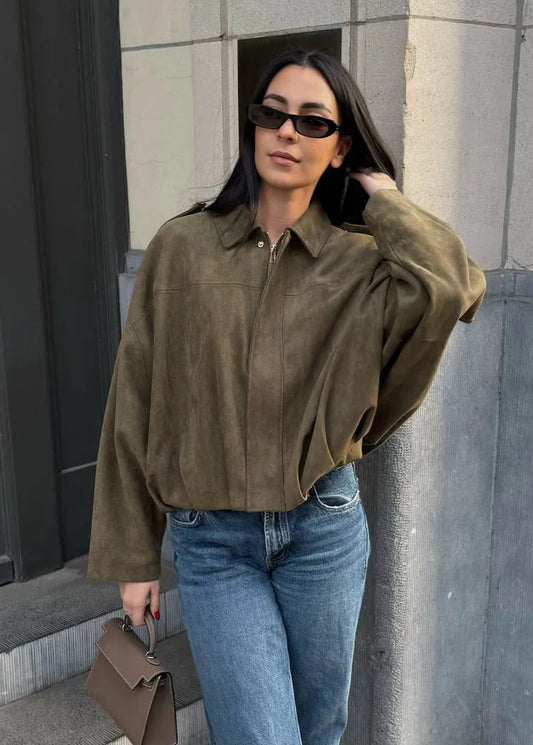 Abby | Suede Bomber Jacket